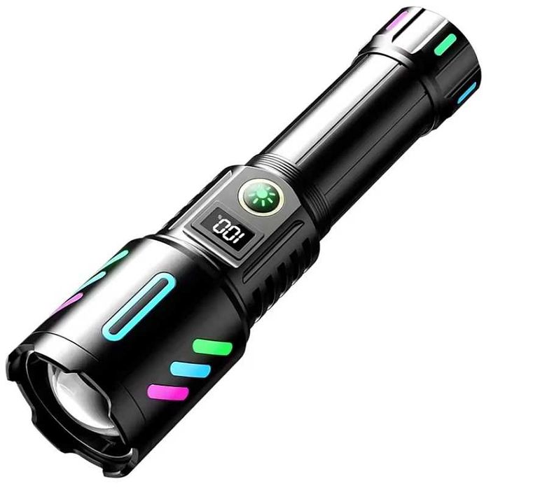 Lanterna led tip Laser zoom , afisaj , raza 800 metri , usb type c