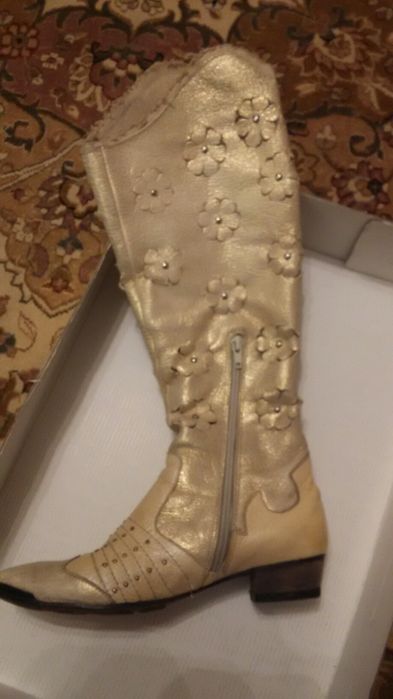 Сапоги кожа светлые  ( Доставка)
