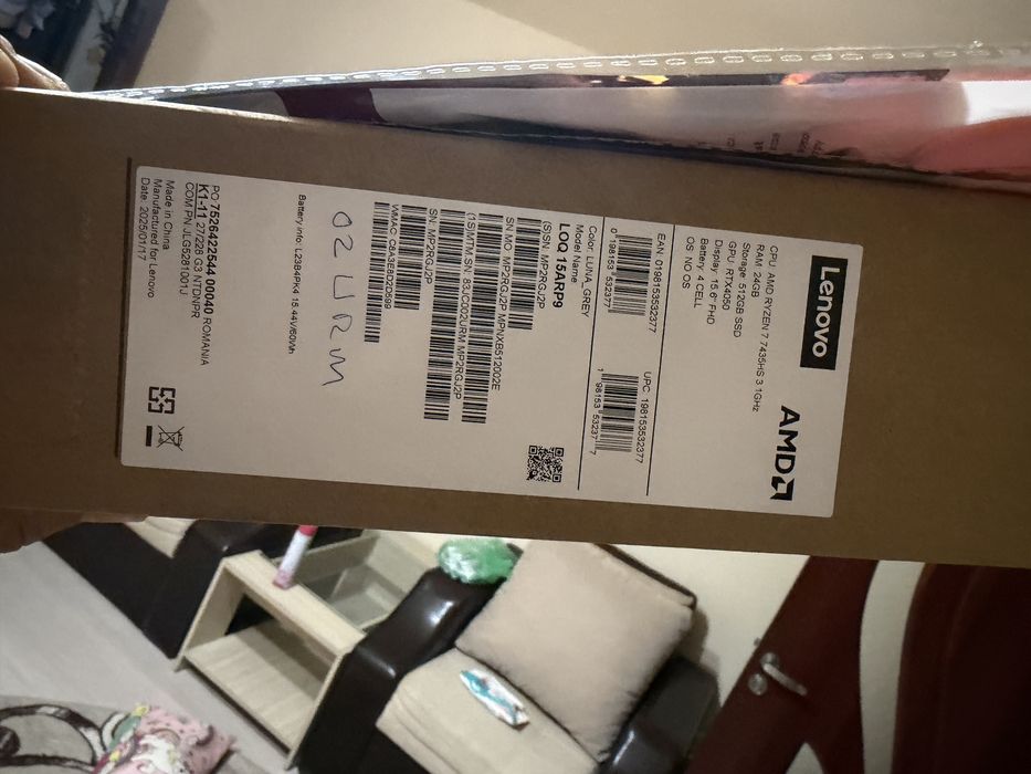 Lenovo LOQ 15, Ryzen 7 7435HS, RTX 4050, 24 GB RAM, SSD 512 GB