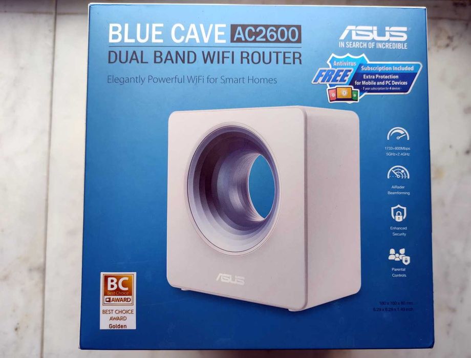 ASUS Blue Cave AC2600 — дизайнерски Wi-Fi рутер, Gigabit, AiMesh, Smart Home - КАТО НОВ