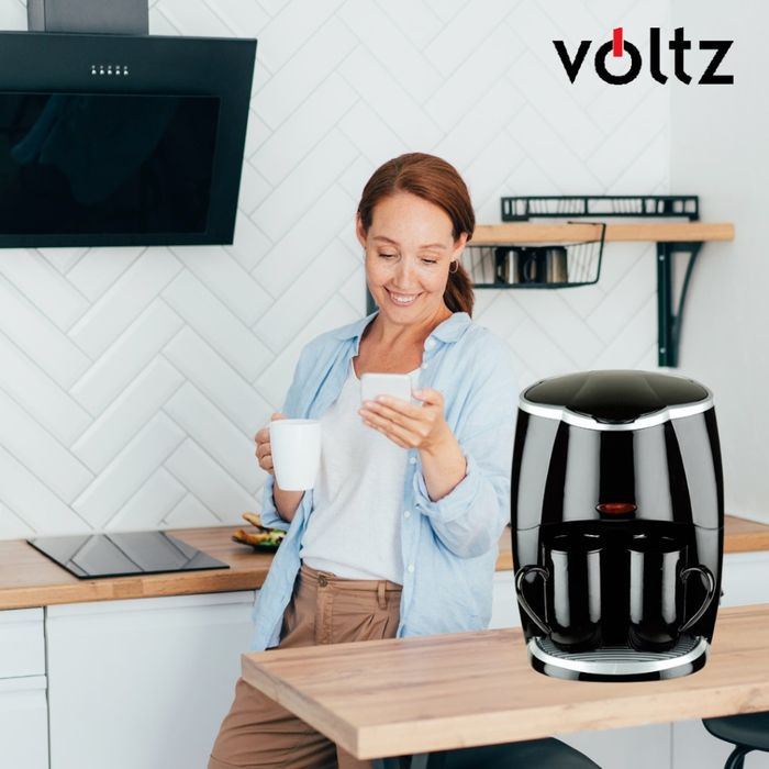 Кафеварка Rosberg R51170A 450W с две чаши, Черна, 2 ГОДИНИ ГАРАНЦИЯ