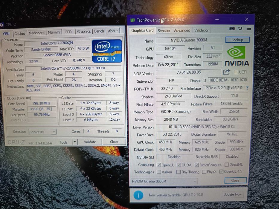 Laptop light gaming, HP Elitebook 8760w, core i7 2760qm octacore, ram 8gb, Nvidia quadro 3000m 2gb ddr5, hdd 1TB, 17,3 inch