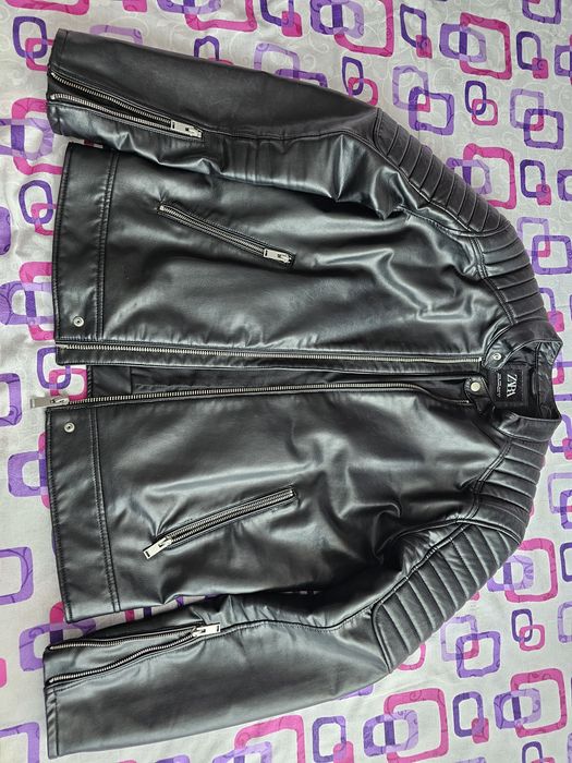 Geaca piele motor ZARA
