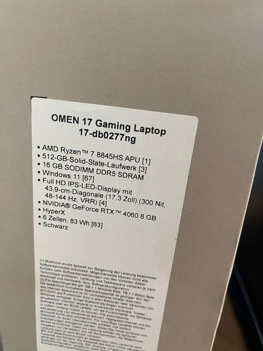 Laptop Gaming OMEN 17-db0277ng, Ryzen 7, RTX 4060 8GB -A-