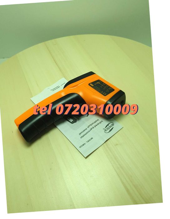 Termometru Industrial Optimus 380 Interval -50 +380 Grade C - Cu Afisaj Luminat , Portocaliu Negru Pentru Utilizare Tehnica Sau Decorativa