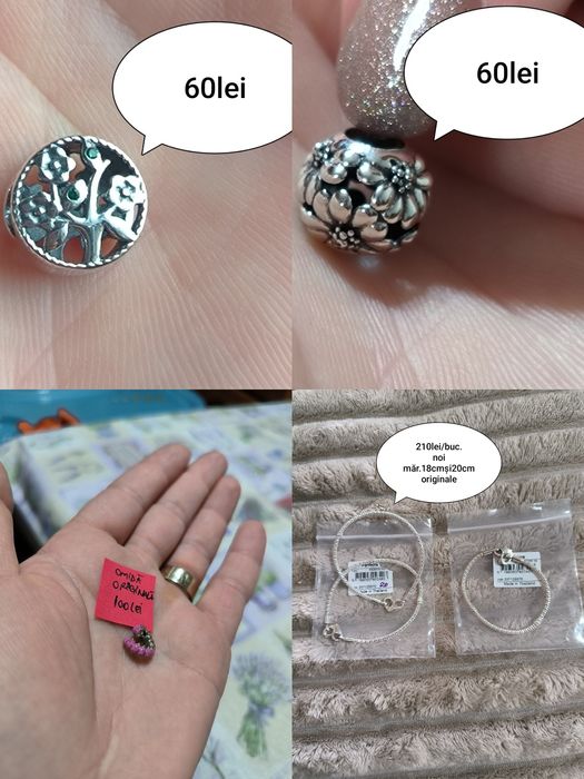 Vand brățări si charmuri tip pandora din Argint 925