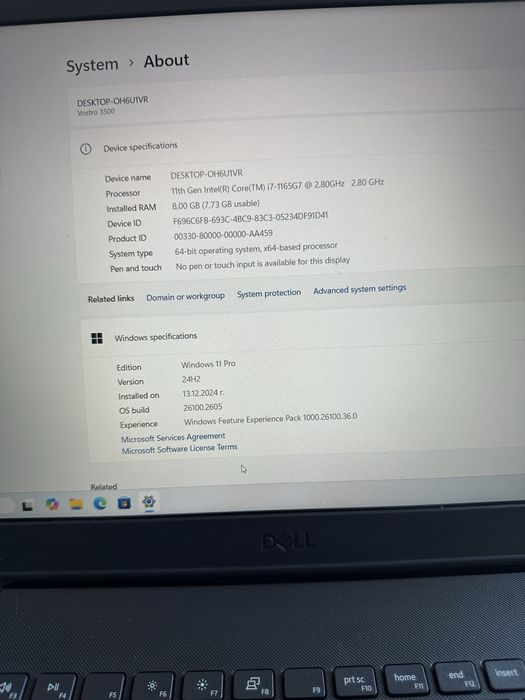 Dell Vostro 3500 - 15,6'' FULL HD, Core i7-1165GZ, 8 GB RAM, 512GB SSD