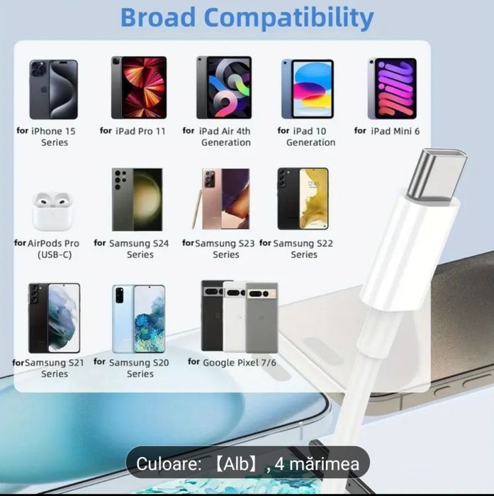 Cablu de Încărcare Rapidă Type-C, Cablu USB-A la USB-C