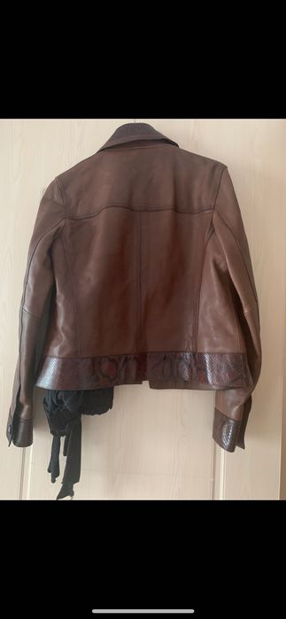 Geaca piele maro Massimo Dutti
