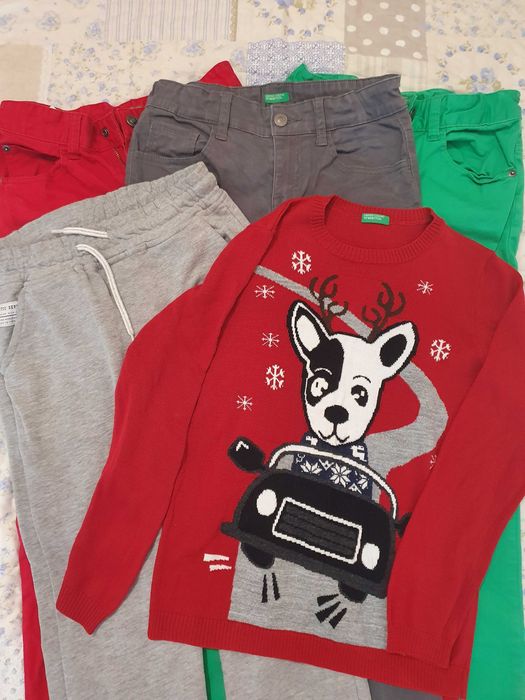 Детски панталони Benetton 3бр+блуза Benetton+сп.долнище ръст до 140см