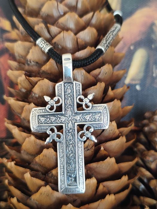 Промо!!! Сребърен Кръст с Две Лица