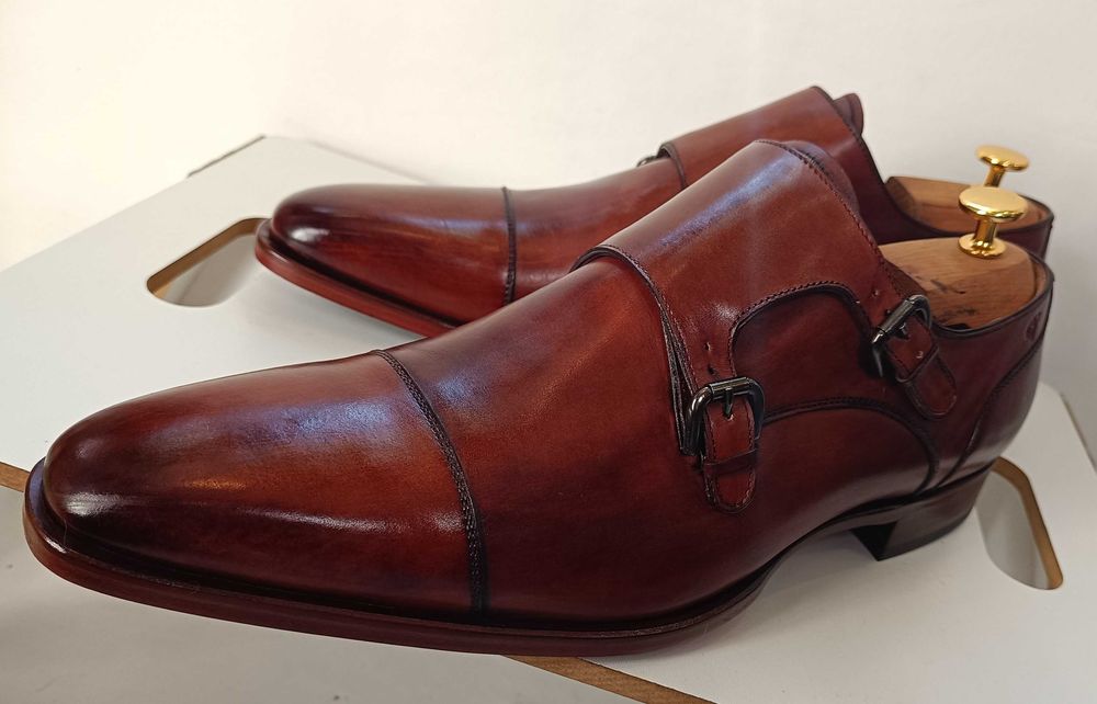 Panfofi de lux 45 45.5  monk GREVE NOI lucrati manual piele lustruit