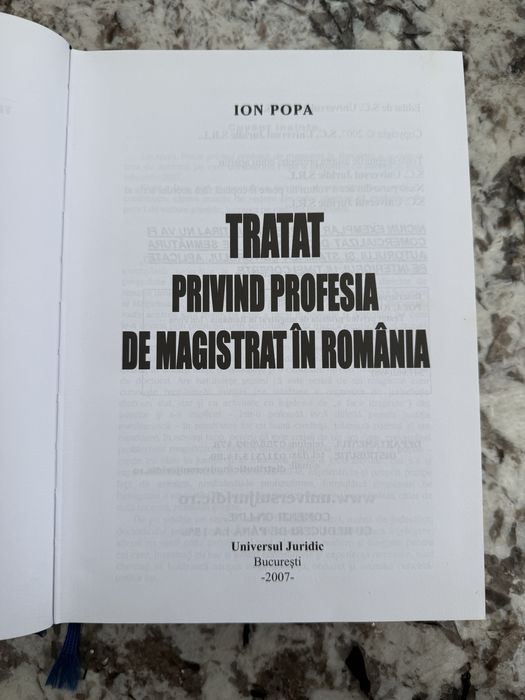 Tratat privind profesia de magistrat în România Ion Popa
