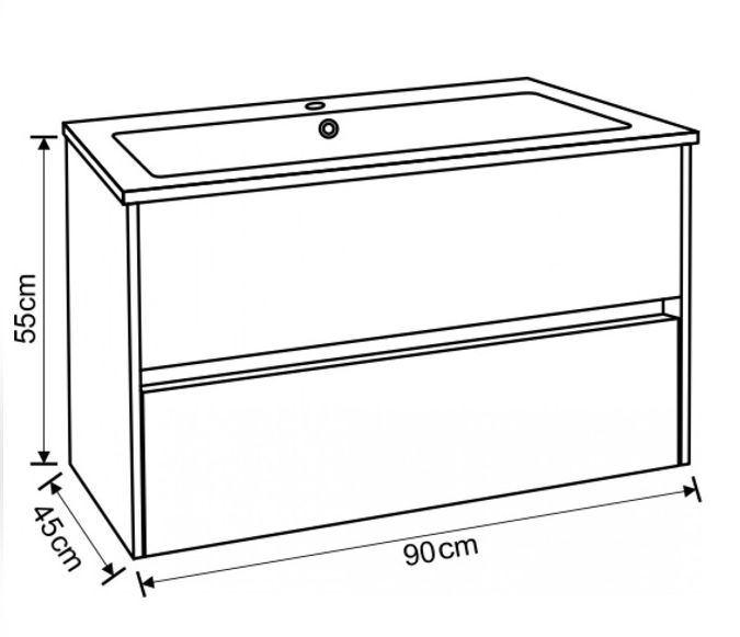 Мивка за баня бял гланц, монтаж върху мебел