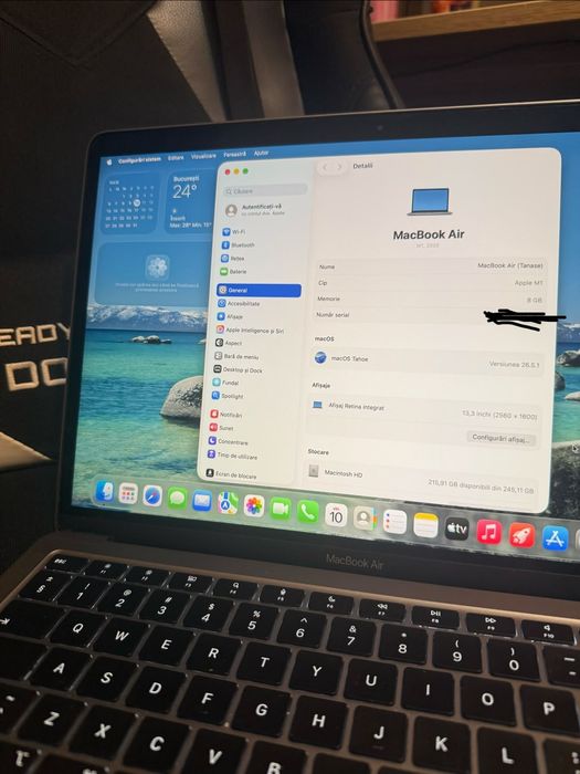 MacBook Air M1 13” (2020) – 8GB RAM, 256GB SSD – Stare impecabilă