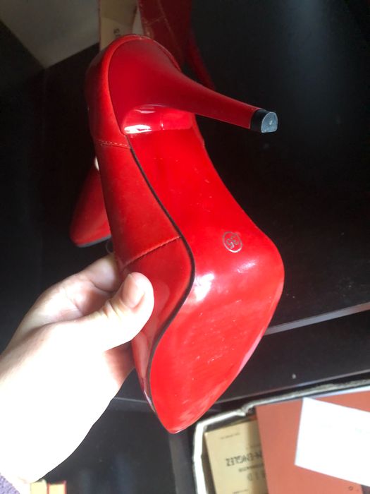 Pantofi rosii de lac din piele naturala Marelbo