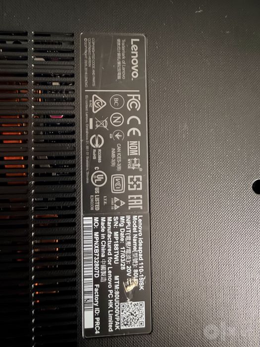 Lenovo  IdeaPad 110-15ISK с кодом 80UD00VPAK  ноутбук