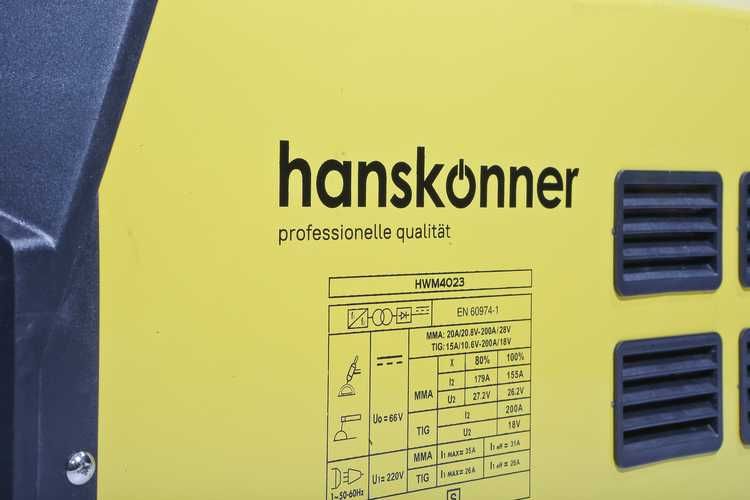 Сварочный аппарат Hanskonner Электрод 5 мм ММА и до 3,2 мм TIG.
