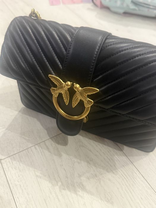 Pinko, Кожена чанта Love Classic Icon, Черен