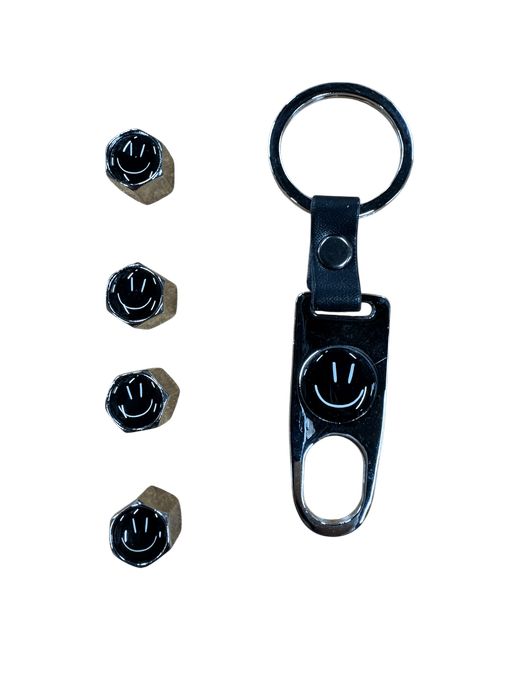 Капачки за вентили на гуми 4бр. с Ключодържател Ключ за стягане Металн