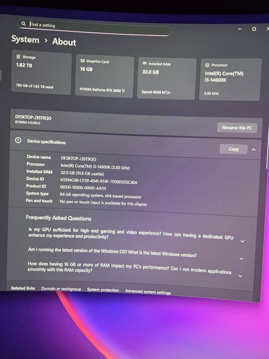 PC gaming 5060TI setup COMPLET in garantie