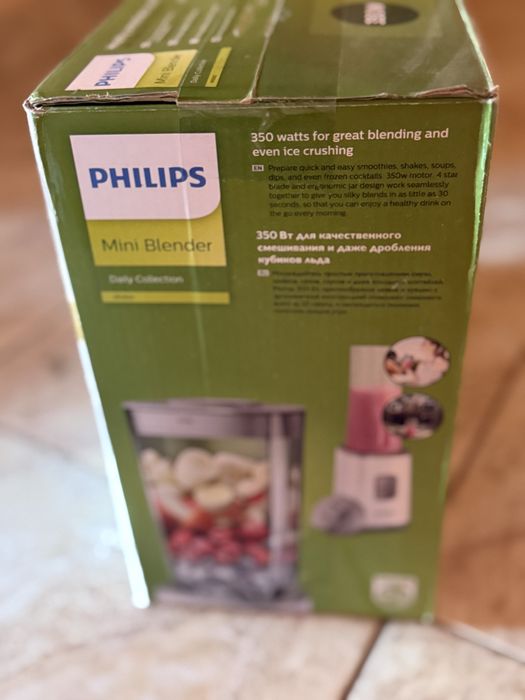 Blender Philips Daily Collection Mini HR2602/00, 350 W, recipient 1 L, 2 viteze, Alb