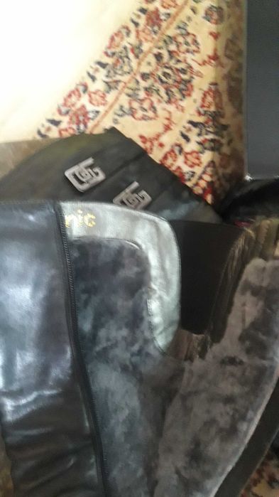 Зимние кожа мех  сапоги