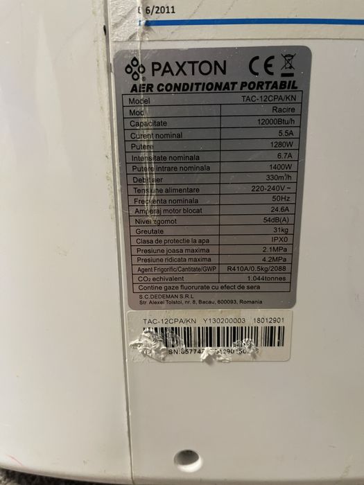 Aer conditionat poertabil Paxton
