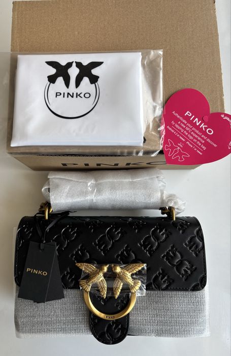 PINKO/ нова, черна, кожена чанта
