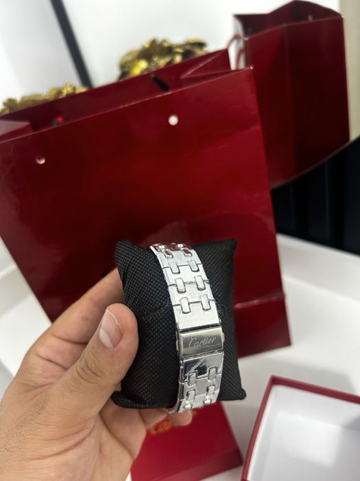 Ceas Cartier Santos model premium argintiu cutie cadou