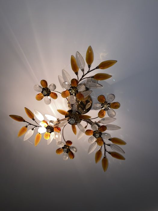 Винтажная люстра,цветной хрусталь