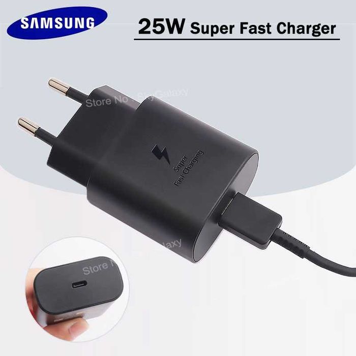 Бързо зарядно за Samsung 25W USB тип C в комплект  1 м. кабел