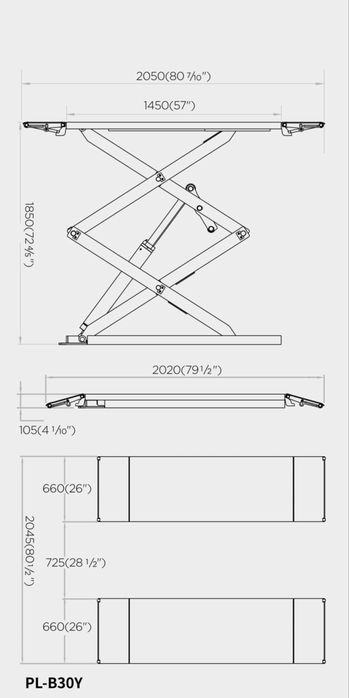 Ножичен Подемник 3 тона RockForce (105-1850mm)