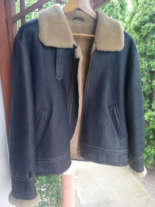 Geaca piele bărbati Aviator Banhof L-Xl cu blana