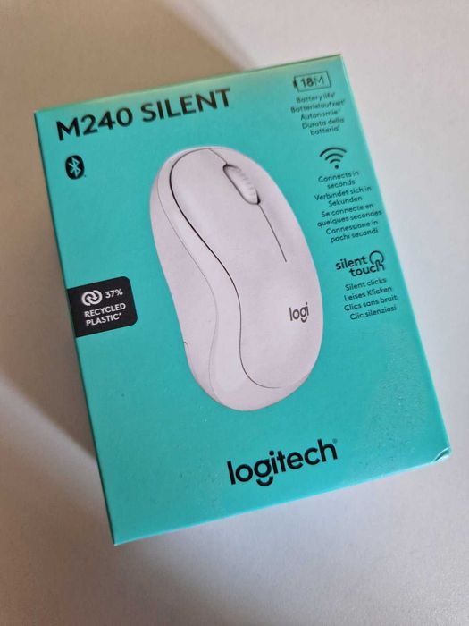 Мишкa Logitech - M240 Silent BT, оптична, безжична, Off white