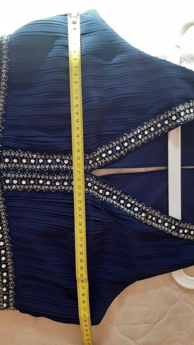 Дълга официална тъмно синя рокля, размер М