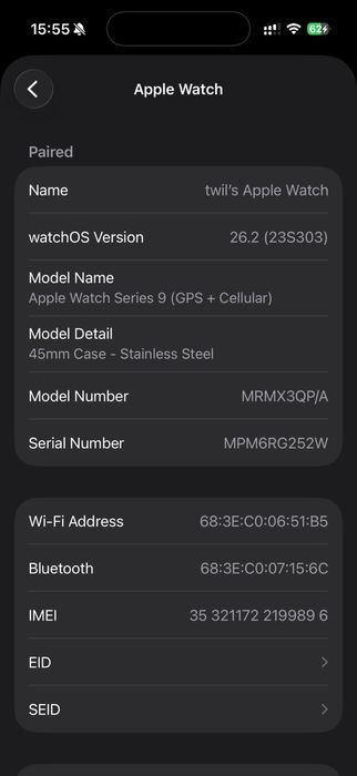 Apple Watch 9 GPS + Cellular 45mm Carcasa Otel Inoxidabil Graphite