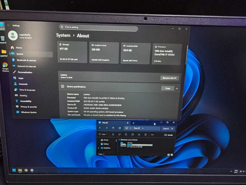 Laptop OFFICE 15" Dell INTEL i7-1355U, 32Gb DDR4, SSD 512Gb, iGPU UHD