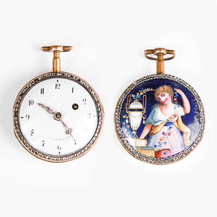 Карманные часы «CABRIER» с живописной эмалью.