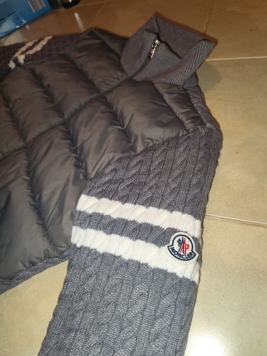 Cardigan Moncler Gri Cașmir și lână Merino Fisherman Knit