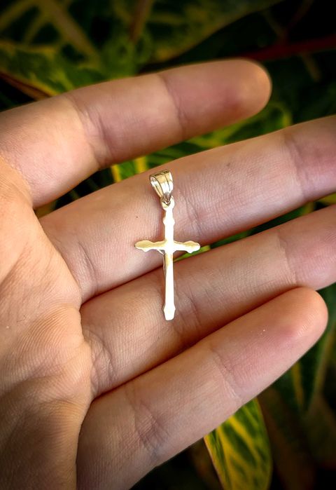 Златен Православен кръст, 14 карата плътно злато, подарък за кръщене