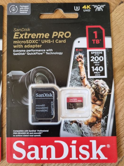 Card de memorie SanDisk Extreme PRO microSDXC 1TB pana la 200MB/s and 140MB/s Read/Write speeds A2 C10 V30 UHS-I U3 + SD Adapter