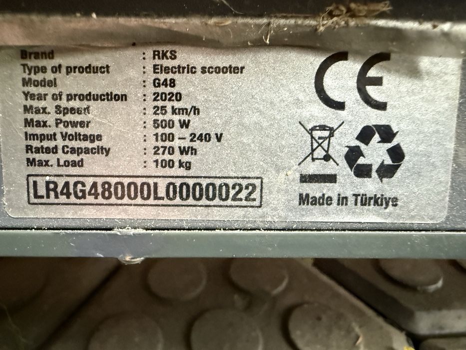 Trotinetă electrică RKS G48, 2020
