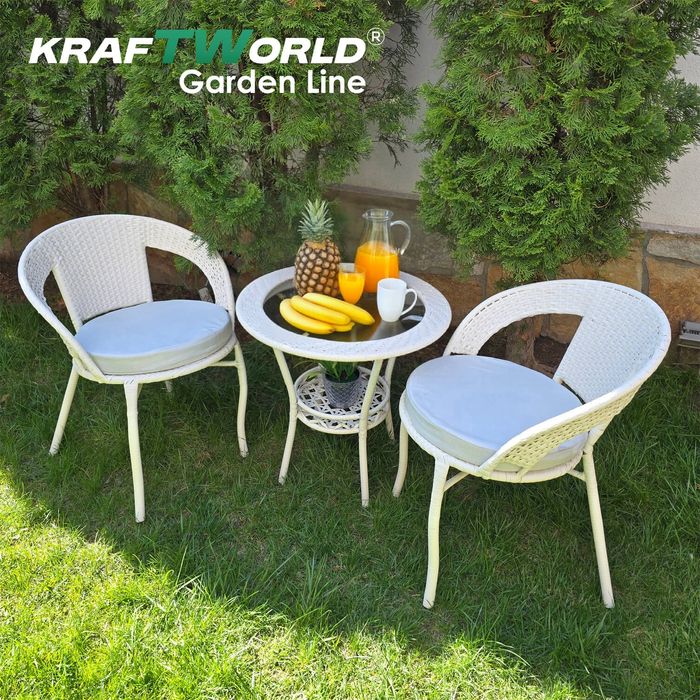 Градински Ратанов Комплект  – Два Стола и Маса