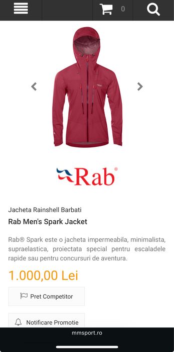 Geaca munte Rab Spark S montura karpos omm