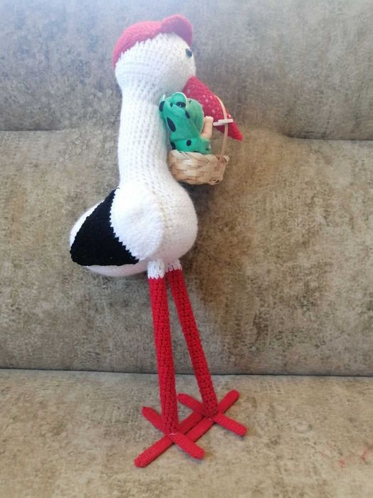 Щъркел плетена играчка 42 смноси бебе