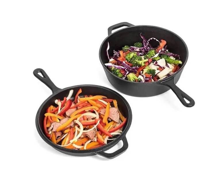 Set de tigăi din fontă 2 în 1, 27 × 10 cm