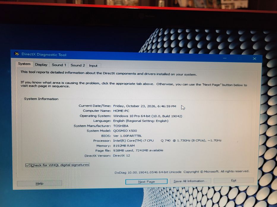 Laptop Gaming/Office Toshiba Qosmio X500