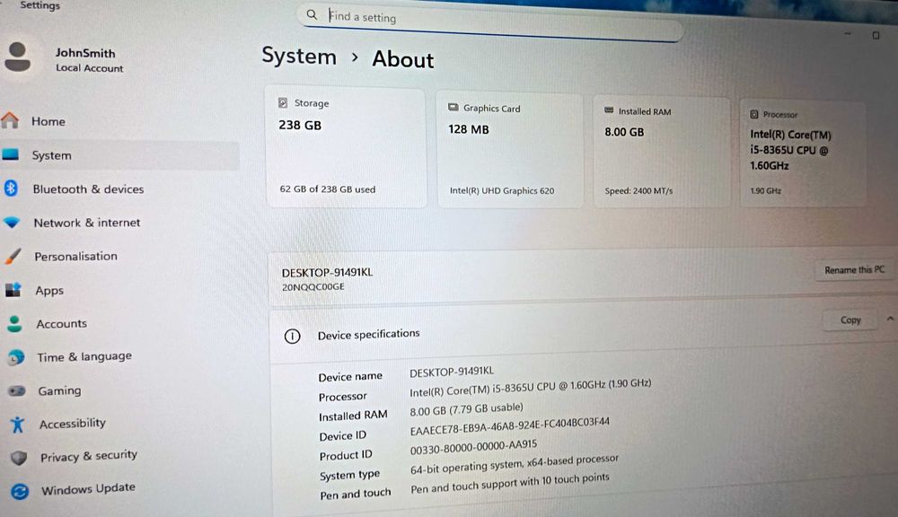 ThinkPad x390 Yoga, 13.3" FHD Touch, i5-8365U, 8Gb RAM, 256Gb NVMe