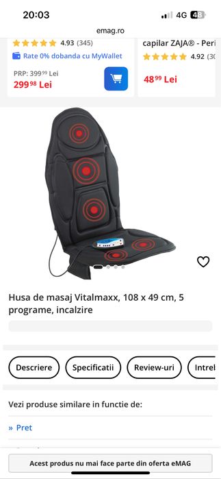 Aparat masaj Vitalmaxx 5 programe incalzire nou fara eticheta